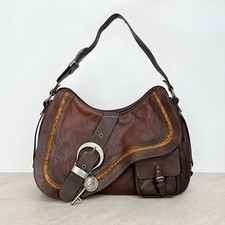Christian Dior Gaucho Saddle Bag Hand Bag Brown John Galliano Japan F/S USED