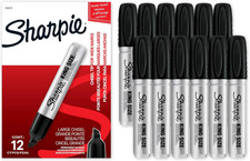 Sharpie King Size Permanent Markers, Chisel Tip, Black, 12 Count - Thick Poster