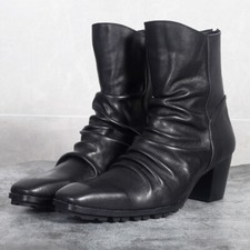 Trendy Genuine Leather Ankle Boots Men's Back Zipper High-heel Work Casual Boots