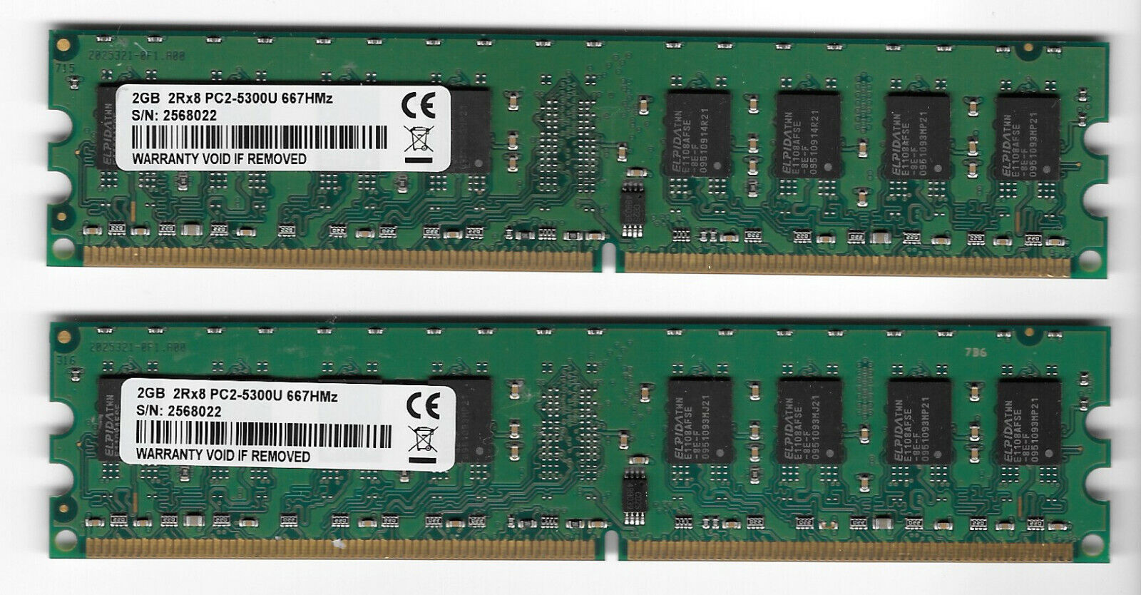 4GB 2X2GB DDR2 PC2-5300U Desktop Memory RAM DELL HP LENOVO ACER GATEWAY 