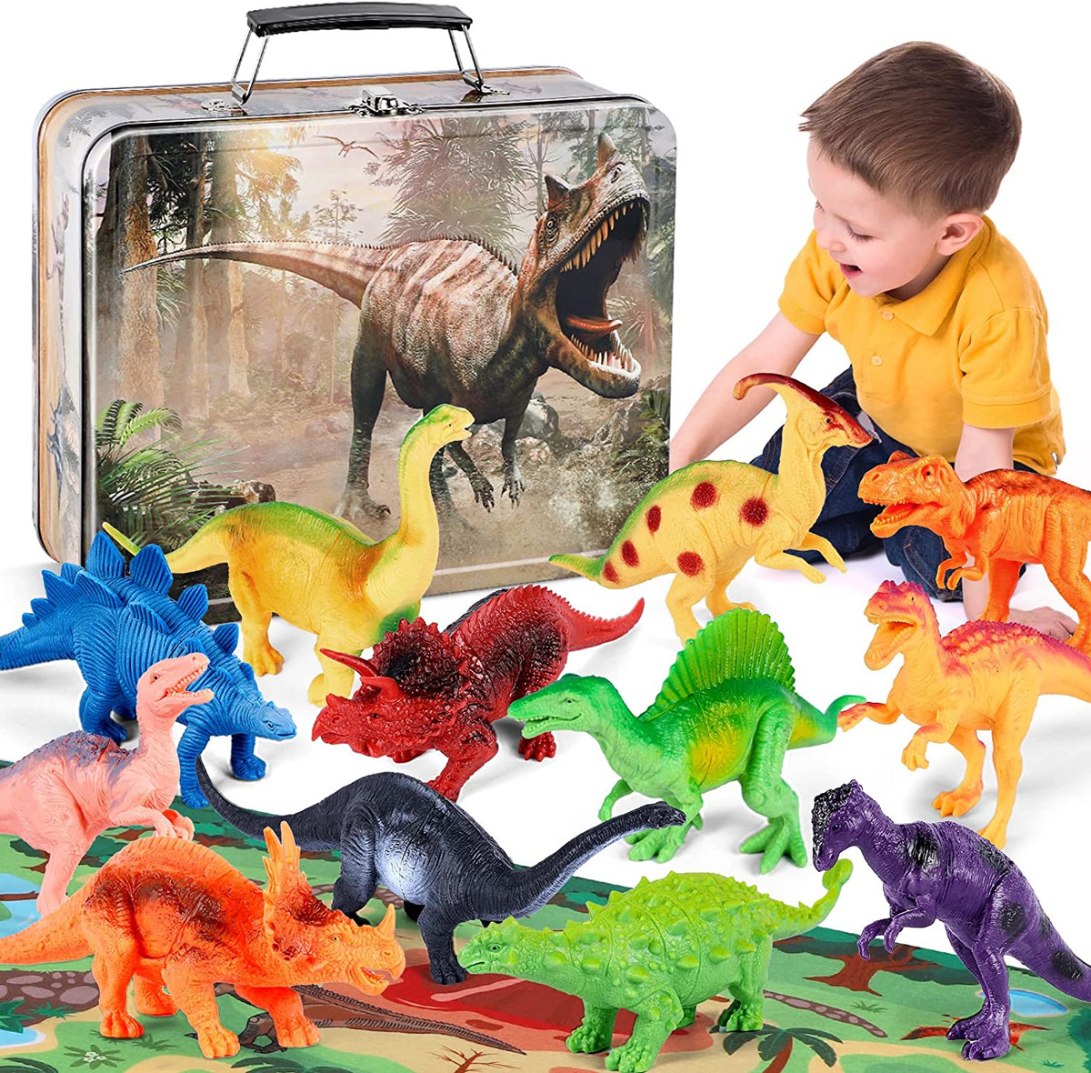 Brinquedos de dinossauro para crianças 3-5 com atividade play mat