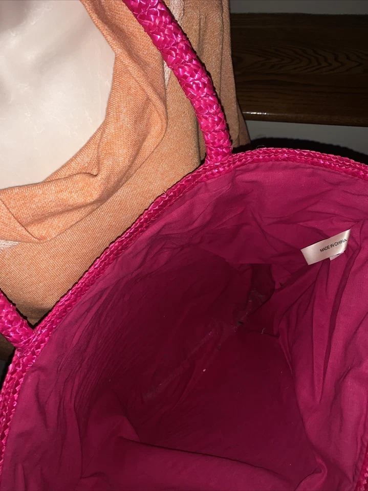 Bolso de Playa Vintage OSCAR DE LA RENTA Fucsia Rosa Caliente Perfumes París ❤️tb Foto 3 de 4