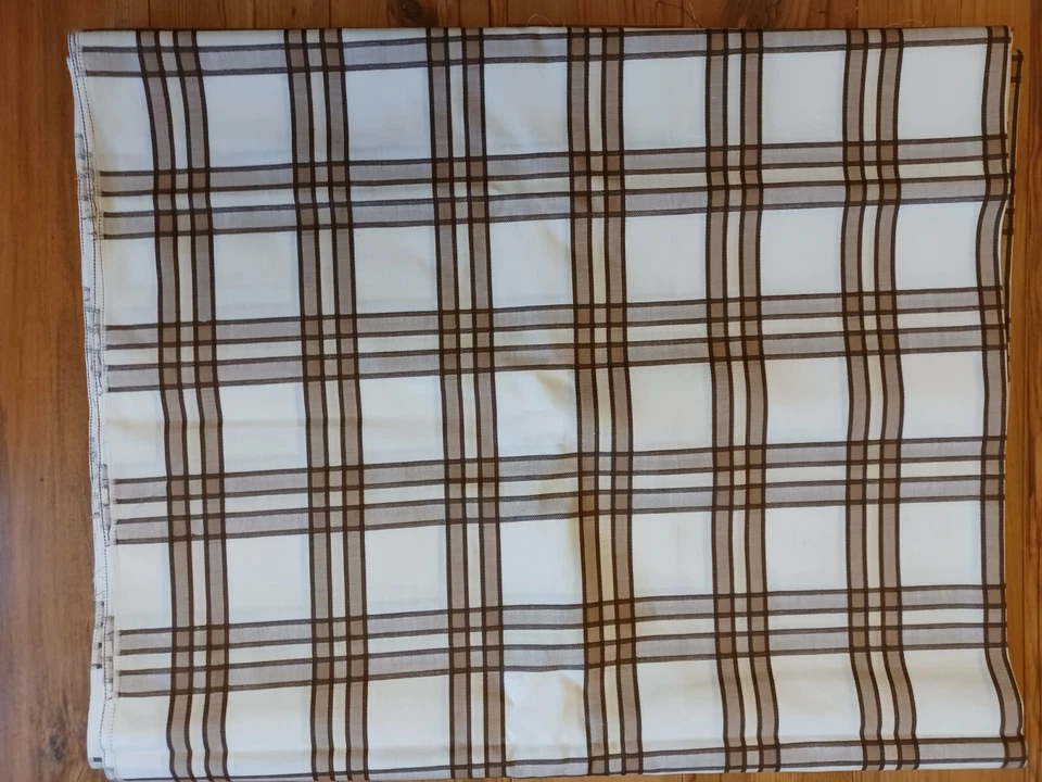 Tapicería a rayas de mezcla de tela ancha rayas marrón claro en blanco 4 yardas x 44 Foto 3 de 3