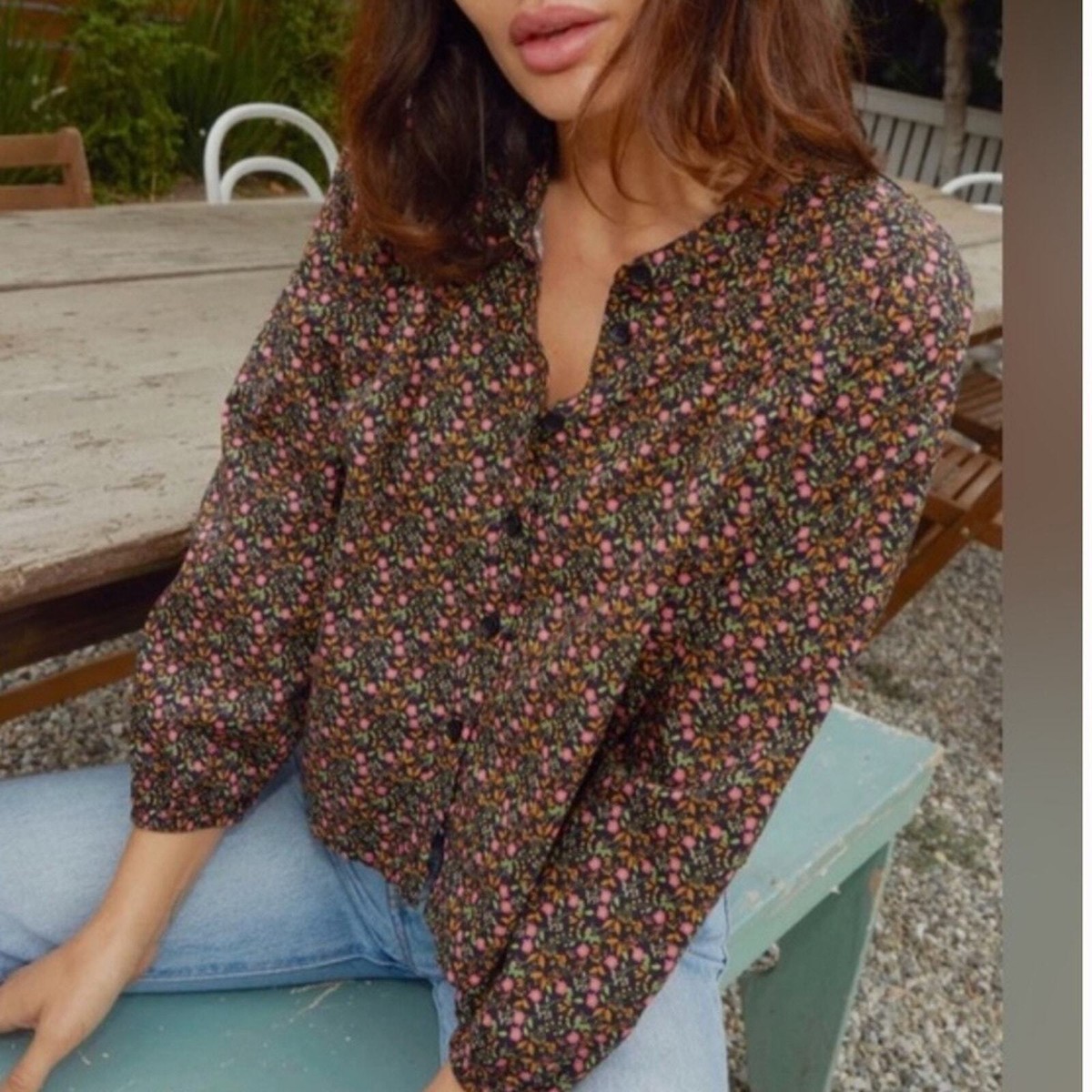 Nation LTD Paisley Pintuck Crop Button Front Blouse Shirt sz S | eBay