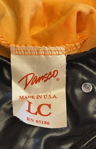 Dansco - Girl's Size LC Orange Velvet & Black Faux Leather Studded Dance Top - Picture 6 of 6