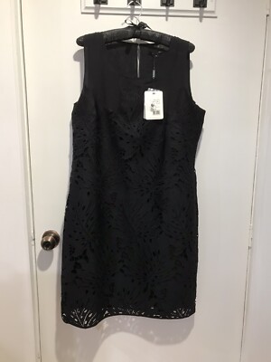 Robe Sans Manches Ronnie Nicole - Motif Floral Orange Et Noir, Taille 12, Longueur Genoux, Neuf Avec étiquettes