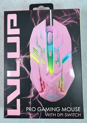 LVLUP PINK Pro Gaming Mouse with DPI Switch - Optical - RGB Backlight  - Vivitar