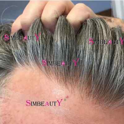 Mens Hair Replacement Skin Lace Front Toupee Hairpiece Q6 Human Hair System