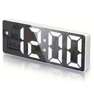 Digital LED Desk Alarm Clock Large Mirror Display USB Snooze Temperature Mode