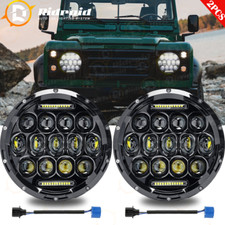 For Land Rover Defender 90&110 Pair 7" LED Headlights DRL Hi-Lo Sealed Beam