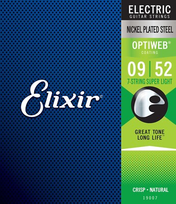 Elixir 19007 Optiweb Super Light 9-52 7-saitige E-Gitarrensaiten 1-3 Packungen