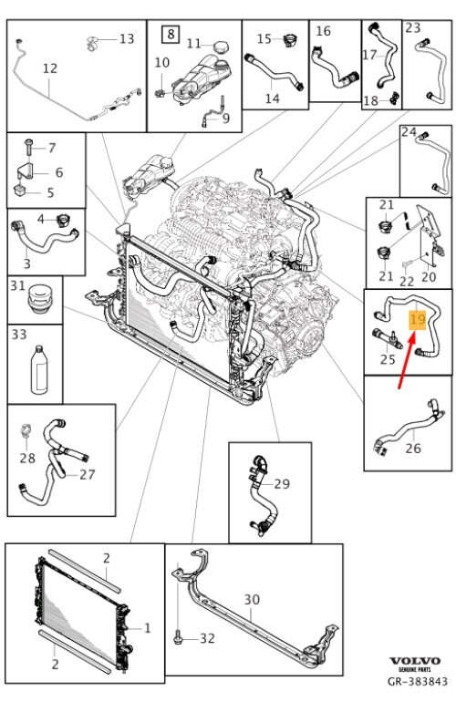 Genuine Volvo V40 Radiator Hose 31338604