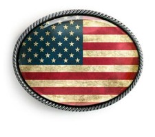 American Flag Belt Buckle - Grunge Men Women Handmade Silver Resin Buckle - 330