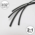 3/32" ID Black Heat Shrink Tube 2:1 ratio wrap (6x9" = 4 ft) inch/feet/to 2.5mm