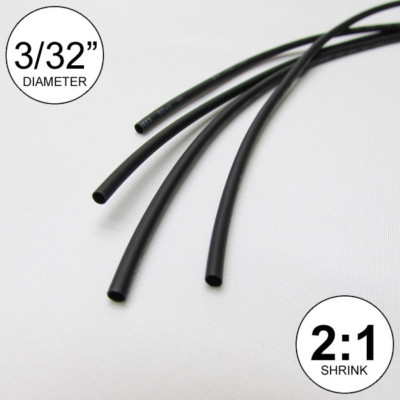 3/32'' ID Black Heat Shrink Tube 2:1 ratio wrap (6x9'' = 4 ft) inch/feet/to 2.5mm
