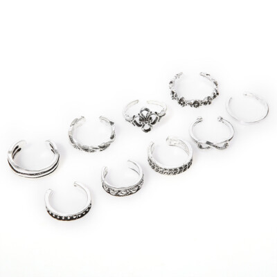 Set 9 Ringe Boho Knöchel Mode Stern Mond Sonnenblume Zehenstapel Schmuck Geschenk