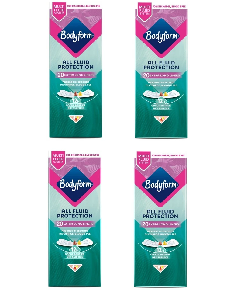 Bodyform Dailies All Fluid extra lange Höschenfutter 20 pro Packung 4er-Pack