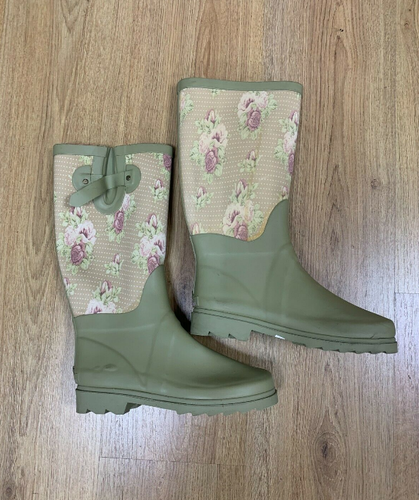 Floral Green Rain Boots Farm Festival 