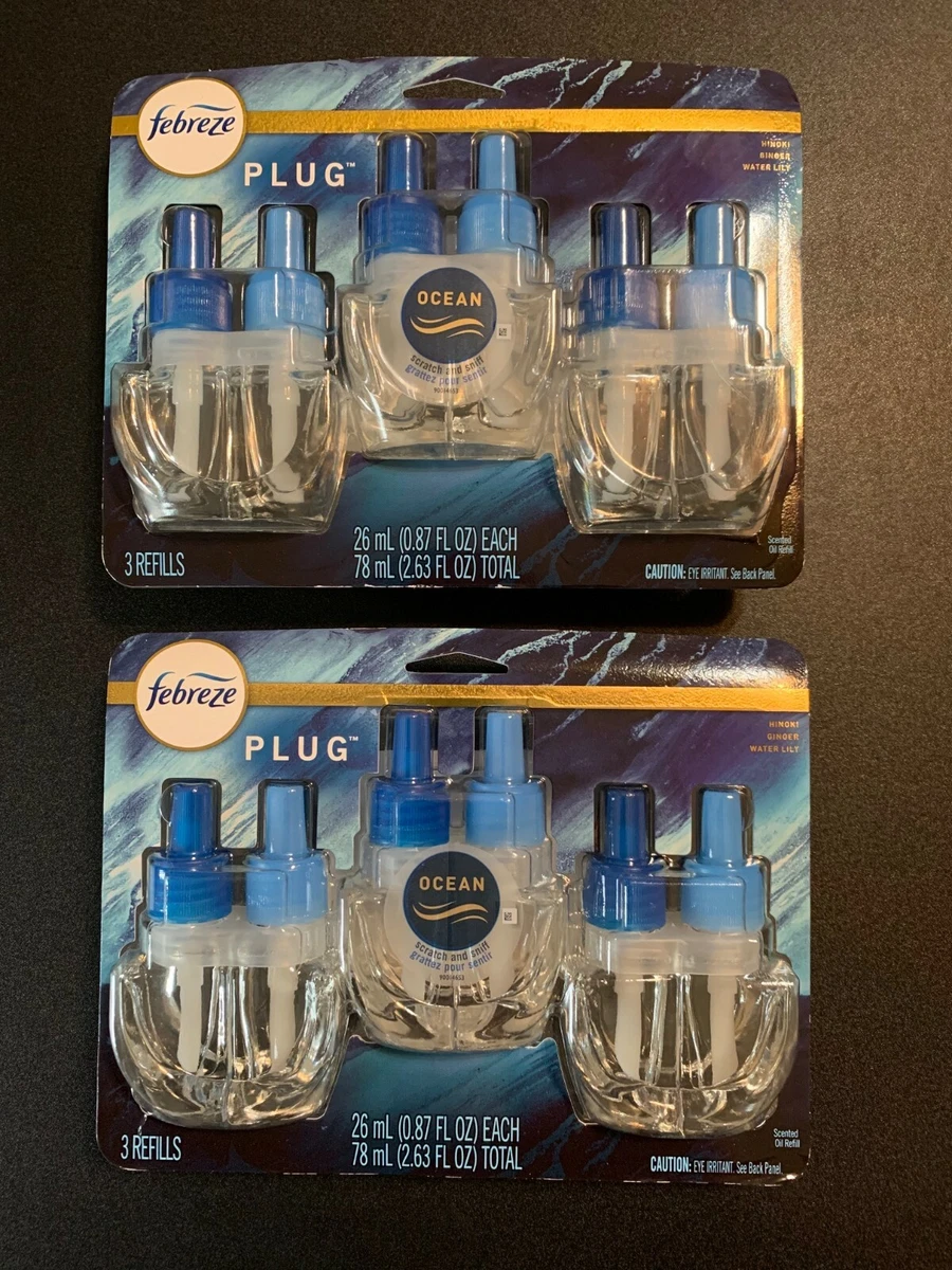 ✓ SEALED 6 Febreze PLUG Air Refills OCEAN scent 6Ct (2 Triple PACKS) X6