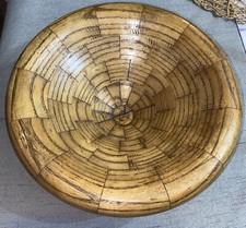 Vintage Unique Handmade Segmented Wooden Bowl 12 wide 2 lbs