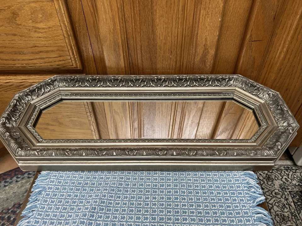 Espejo pared Ethan Allen 07-4038 22x9 y 10,25 plata octágono rectángulo Foto 3 de 4