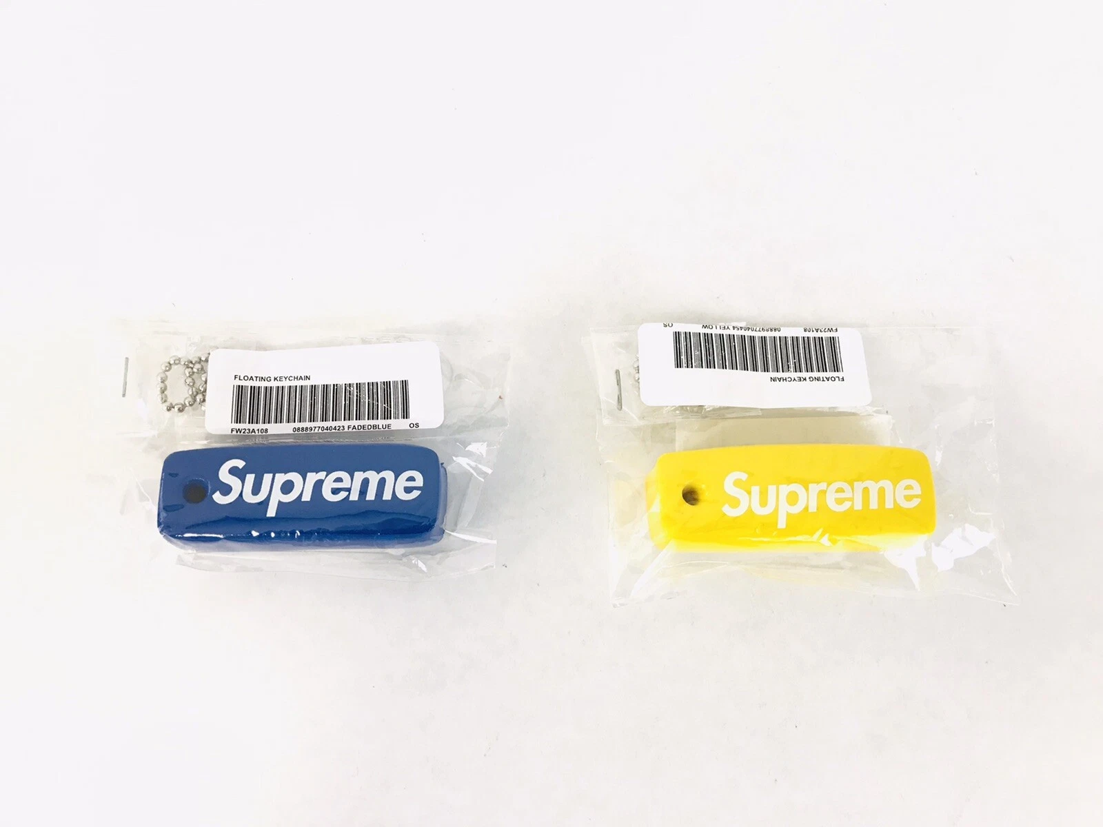2 Porte clés Supreme Flottant Bleu et Orange OS Neuf FW23 100% Authentique