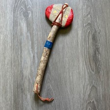 Vintage Native American Indian Handmade Wood Stone Painted Club/Axe/Tomahawk
