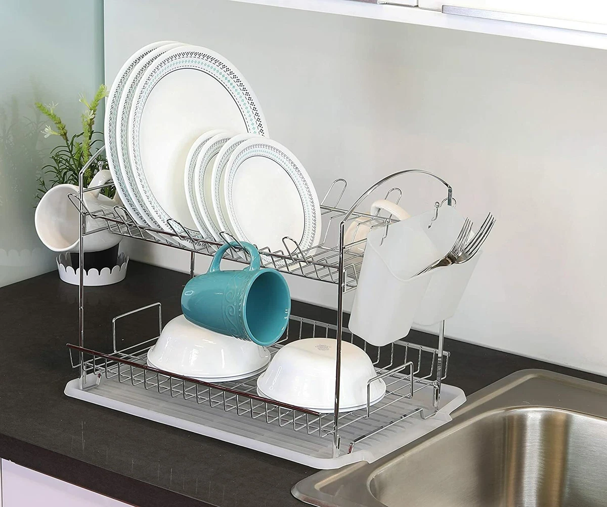 Simple Houseware Over Sink Counter Top Dish Drainer Drying Rack, Chrome