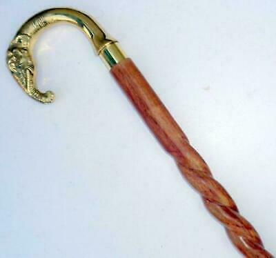 Antique Walking Cane Wood Vintage Brass Walking Stick Knob Handle Gift Men/Women - Picture 2 of 5