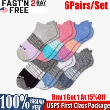 6 Pairs Bombas Women's Tri-Block Marl Ankle Sock Size Medium 8-10.5 Original Tag