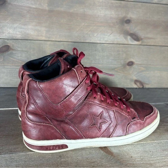 converse john varvatos arma mujer talla 9.5 zapatos rojo cuero zapatillas altas Foto 2 de 4