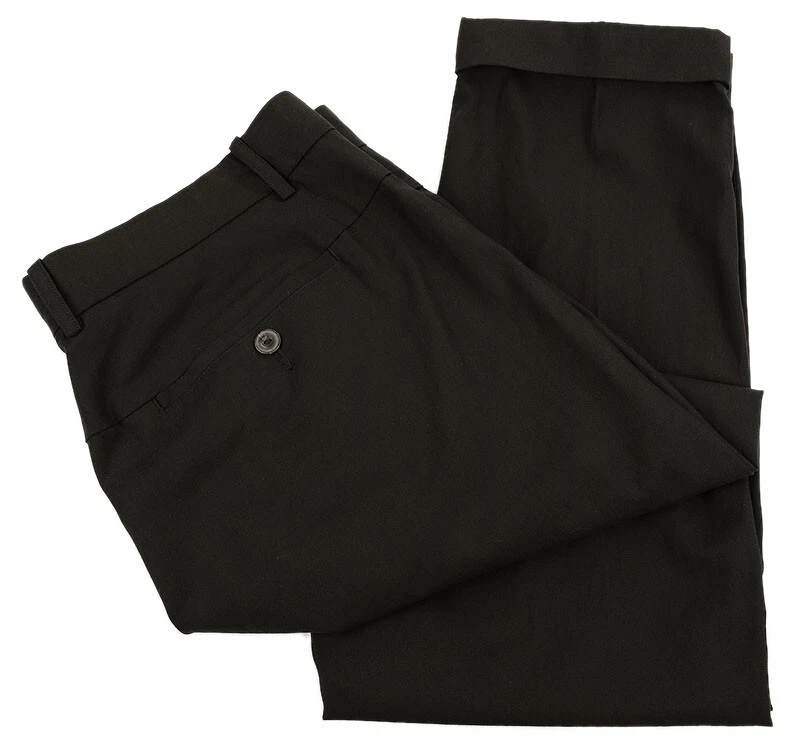 VINCE Mens Black Flat Front Cotton Blend Tapered Cuffed Pants 33