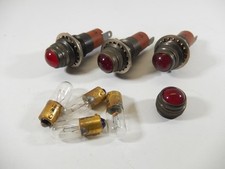 Dialco Lh75 Red Glass Panel Indicator Light Assemblies Lot Of 3 Bulbs