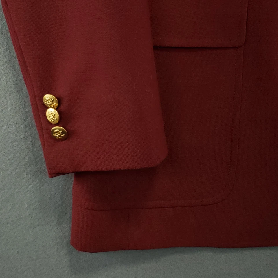 Blazer Hart Schaffner Marx Vintage Masculino 40S Vermelho Dois Botões Logotipo Dourado Botões - Imagem 4 de 4
