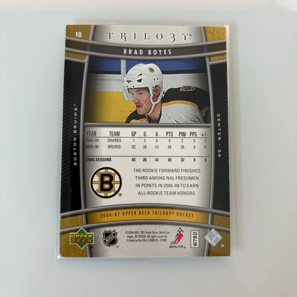 2006-07 Upper Deck Trilogy Brad Boyes #10 Auto Autograph Signed Boston Bruins - Image 2 of 2