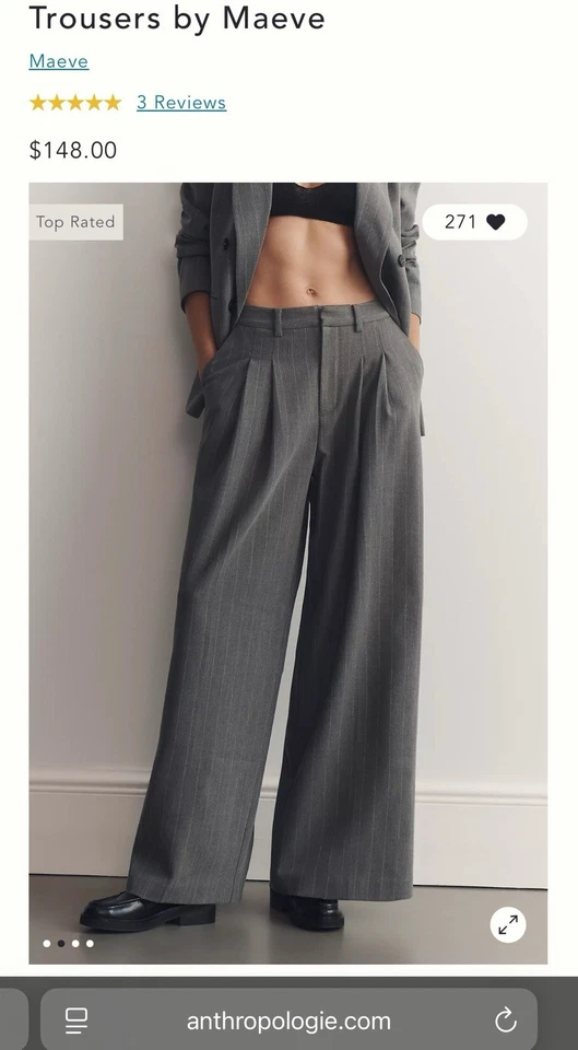 Pantalón Anthropologie Maeve the Avery Plisado Pierna Ancha Edición Rayas Foto 3 de 4