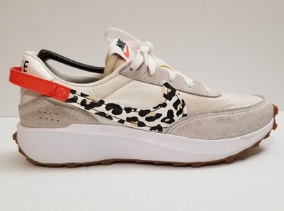 Womens Nike Waffle Debut White Orange LP Leopard Swoosh DZ5201-100 Size 7
