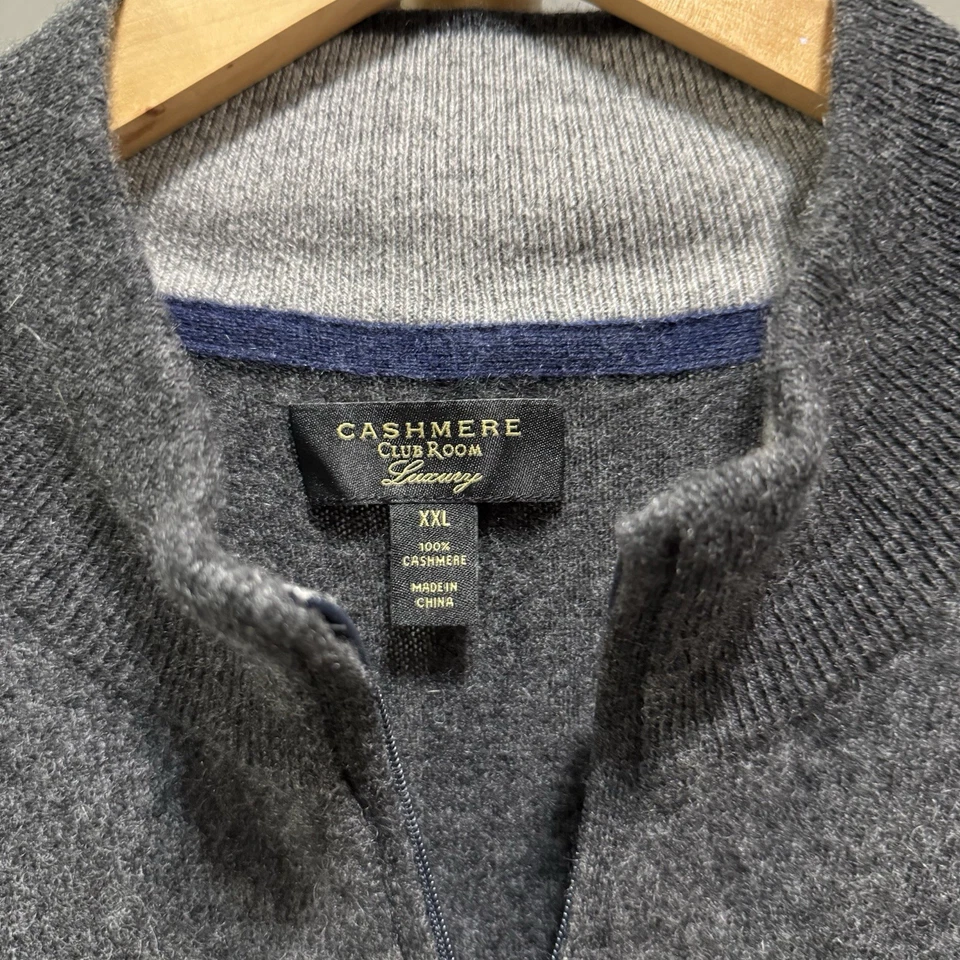  Club Room Men’s Luxury Cashmere 1/2 Zip Sweater Pullover Size XXL Gray  - Image 3 of 4