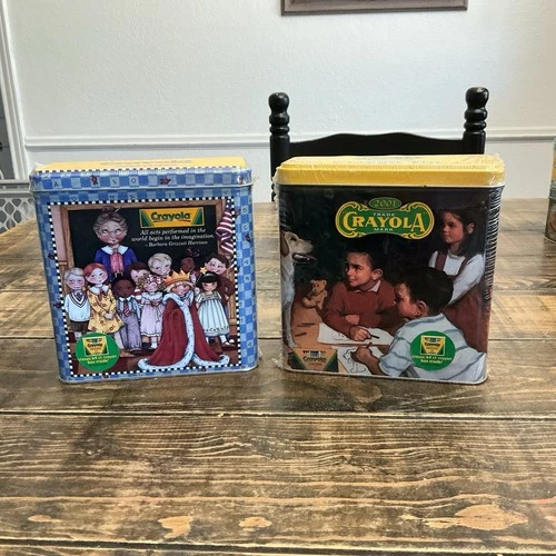 Vintage Crayola Crayons with Tins Mary Engelbreit 2001 Lot of 2 New Sealed