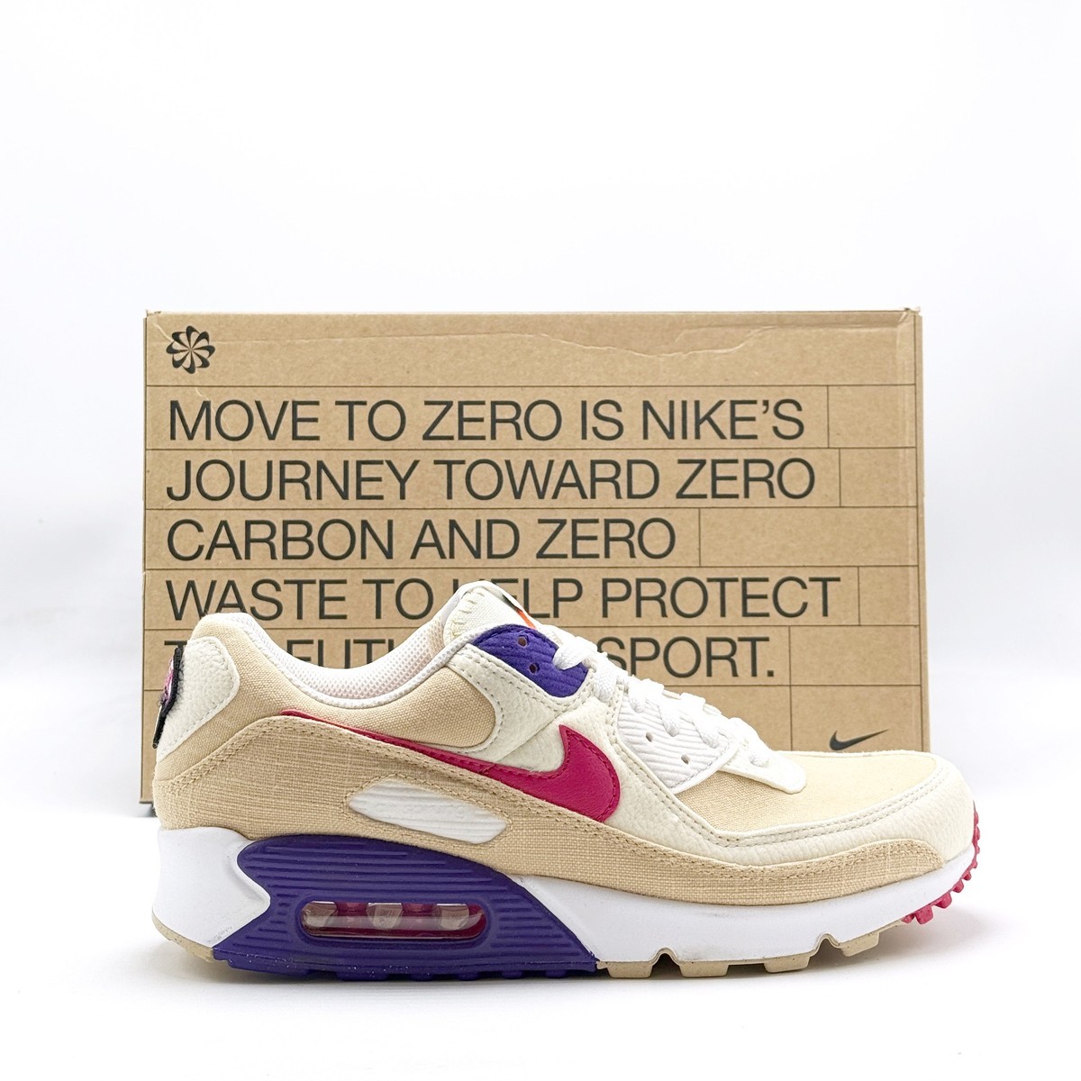 NEW* MEN Nike Air Max 90 'Air Sprung' BEIGE / PURPLE (DM8171 200