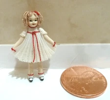 RENEE DELANEY DOLLHOUSE MINIATURE TINY SHIRLEY TEMPLE DOLL   LYNDA BAUER ESTATE