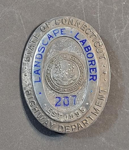 Vintage Sterling Silver State of Connecticut Landscape Laborer Badge