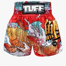 Tuff Athletics Red and Orange Athletic Shorts with Vibrant Design