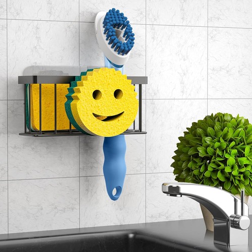 Porta Spugna Faccia Sorridente, Lavello Caddy per Lavello Cucina, Organizer Nero - Foto 6 di 8
