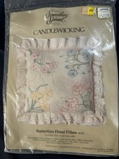 Butterflies Floral Pillow candlewicking embroidery kit Something Special flowers