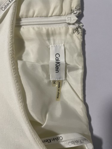 Calvin Klein Elfenbein Schwarz Streifen Ärmellos Rundhals Etuikleid Knie 14 - Bild 5 von 10