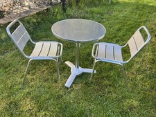 Aluminium Cafe / Bistro Table & 2 Stacking Chairs