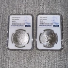 2025 $1 Morgan and Peace Silver Dollar 2pc Set NGC MS70 & MS69 ER Blue Label