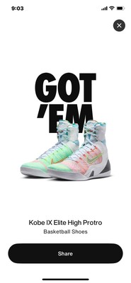 BELOW RETAIL!!!  Kobe 9 Elite High Proto What The Kobe Mens Size 6.5 