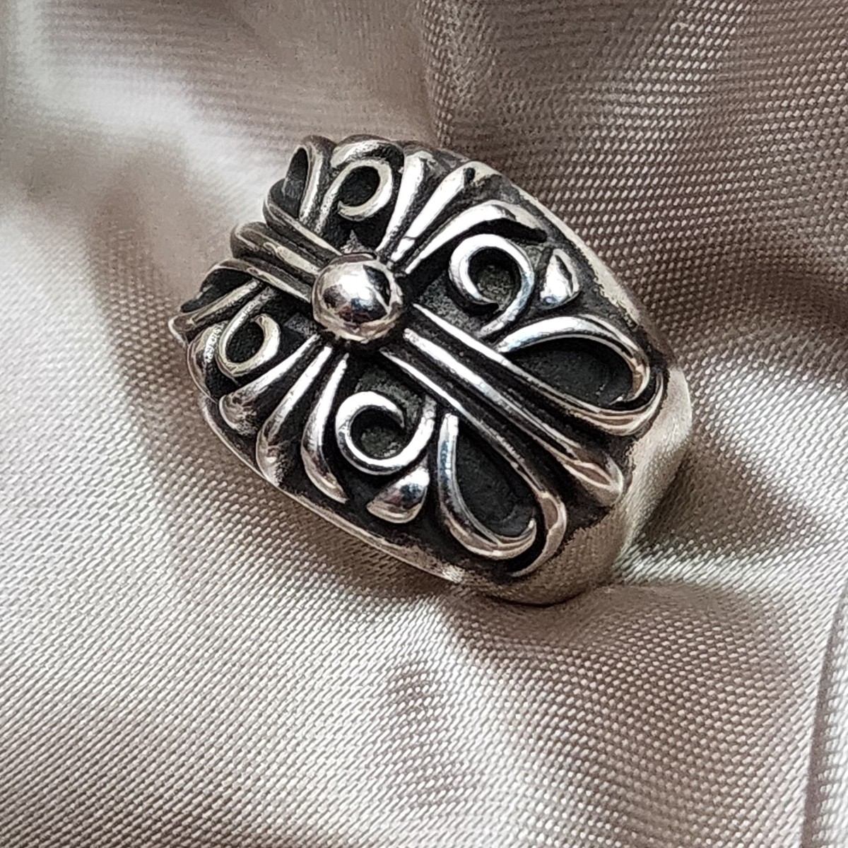 vintage Silver ring Chrome Hearts似 Chrome Hearts Keeper Ring Sterling 925 Rock Rider Gothic Style 7.5